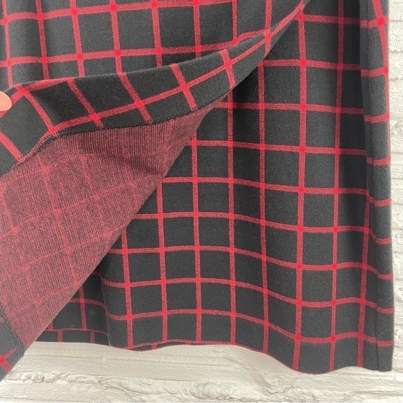 J. Jill Black & Red Plaid Faux Wrap Front Ponte Knit Skirt Size Small - Picture 5 of 11